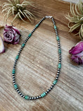 Load image into Gallery viewer, Green Turquoise & Sterling Silver Pearl Necklace – 5mm – Handmade by The Bijoux FAB – 19"