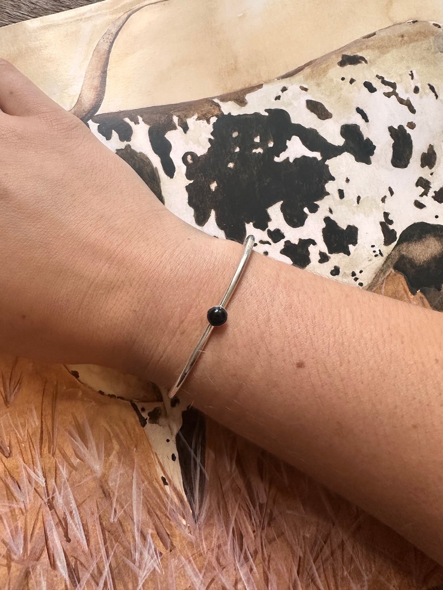 Dainty Black Onyx Cuff