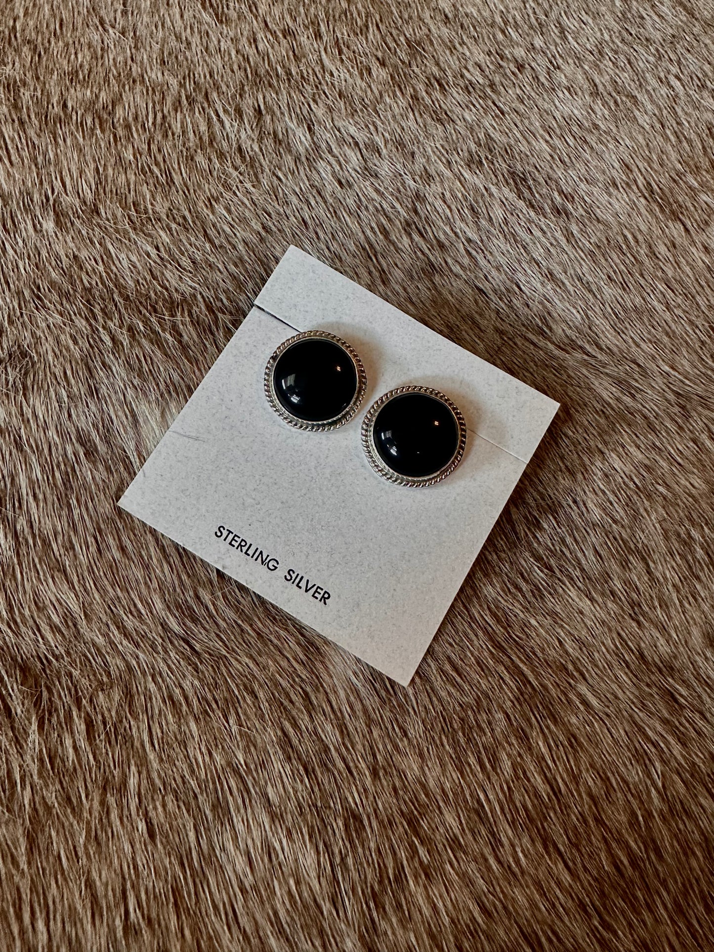 Black Onyx Circle Earrings