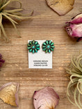Load image into Gallery viewer, Sterling Silver Green Turquoise & Pearl Stud Earrings – Native Made by J. W.