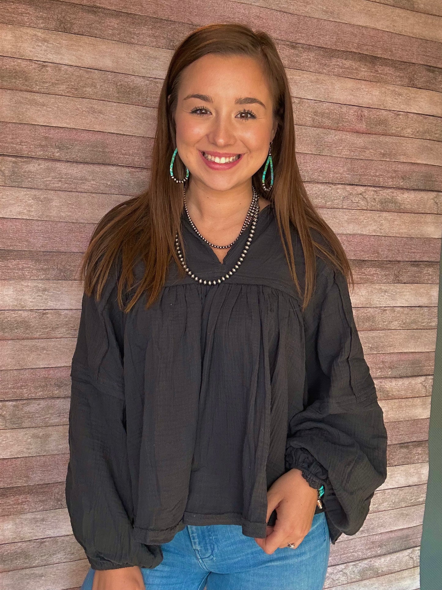 The Patsy Top in Charcoal