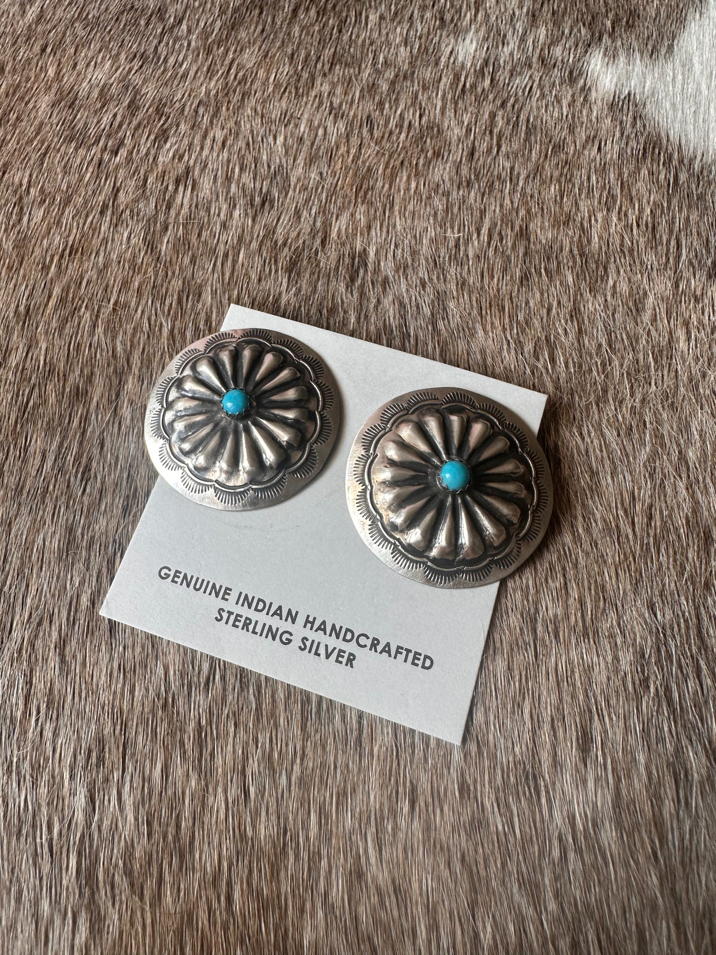 Large Concho with Turquoise Earrings