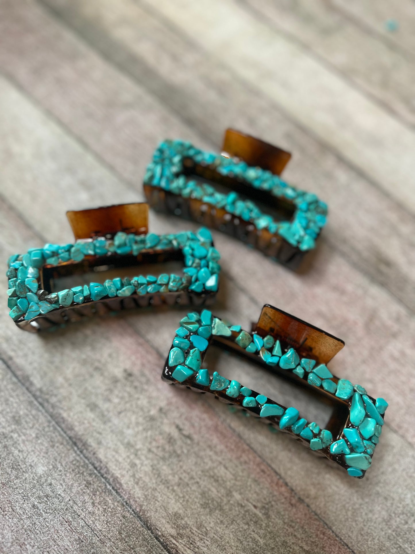 Turquoise Claw Clips - Brown Clip