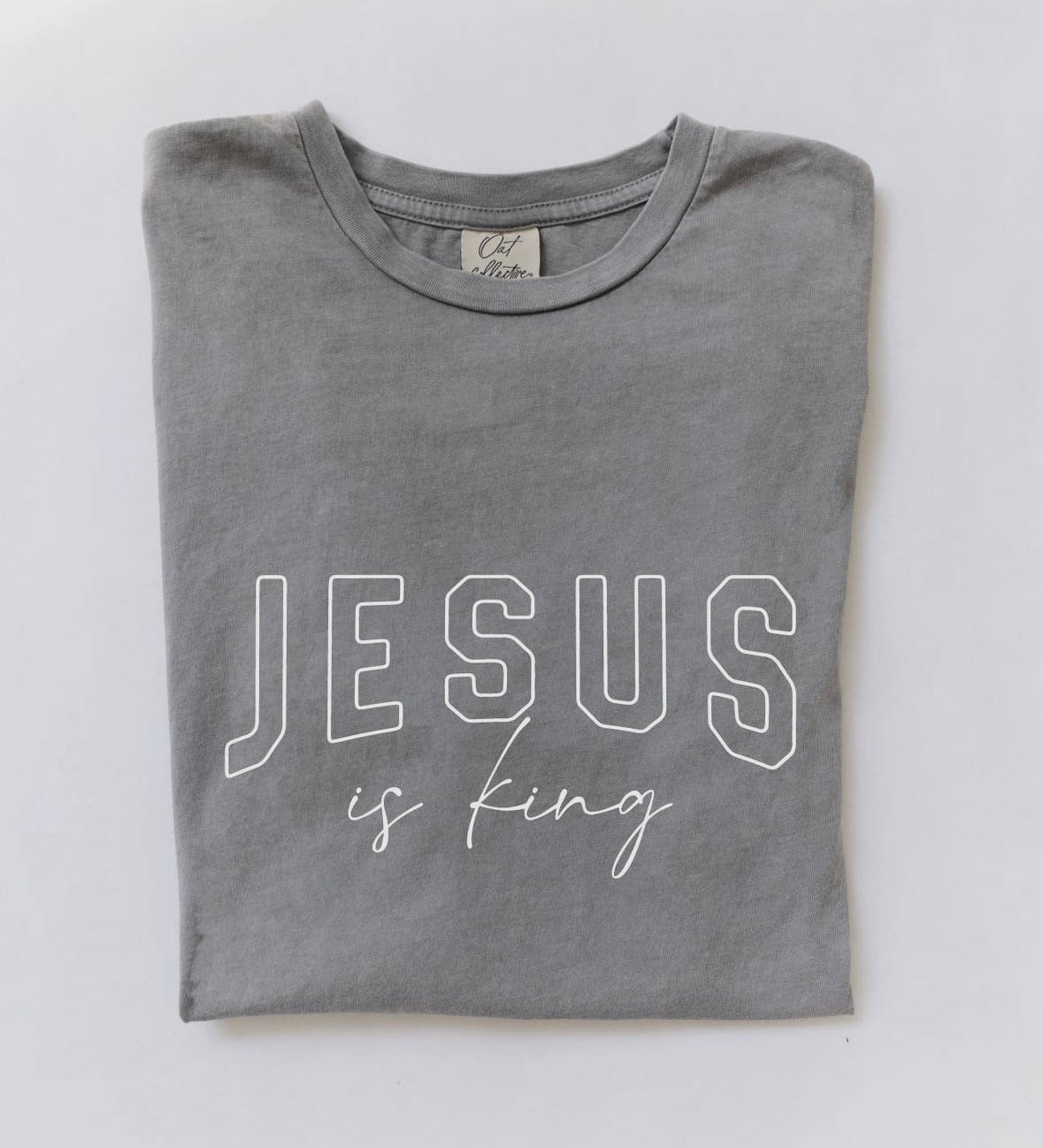Jesus is King Tee in Grey