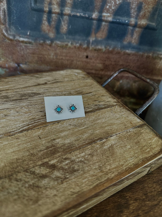 Detailed Small Turquoise Studs