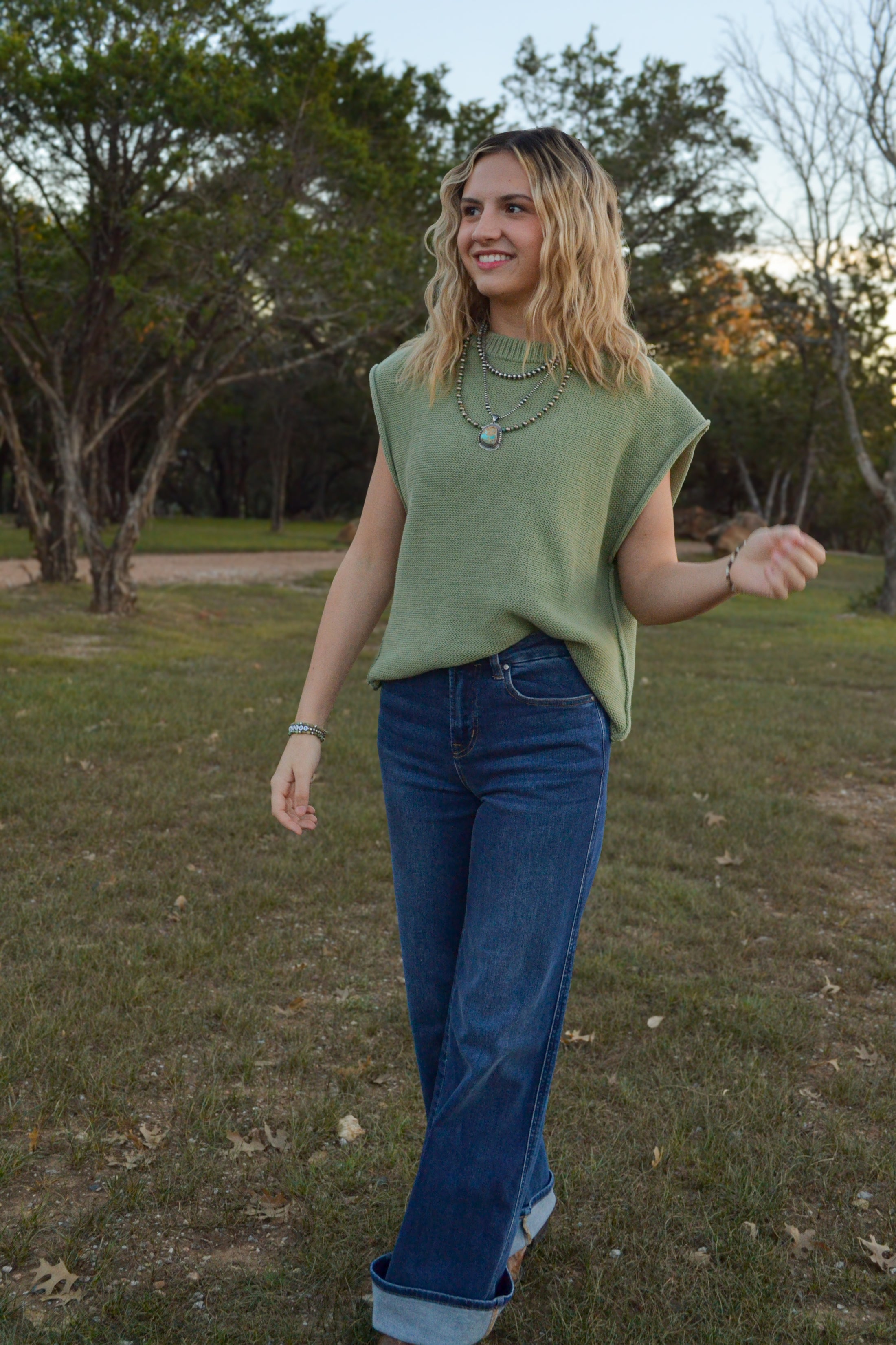 Evelyn Top in Sage