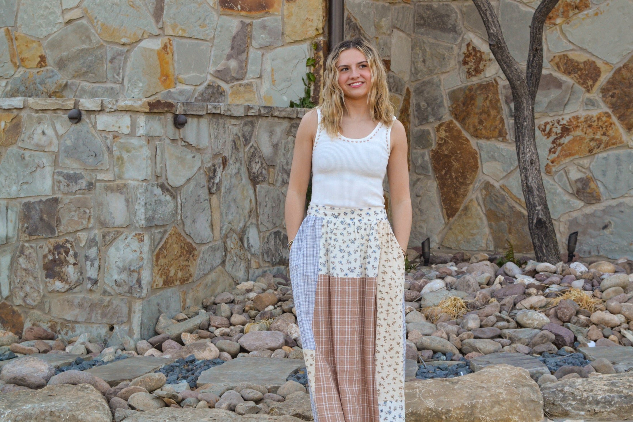 Meadow Quilt Patch Midi Skirt