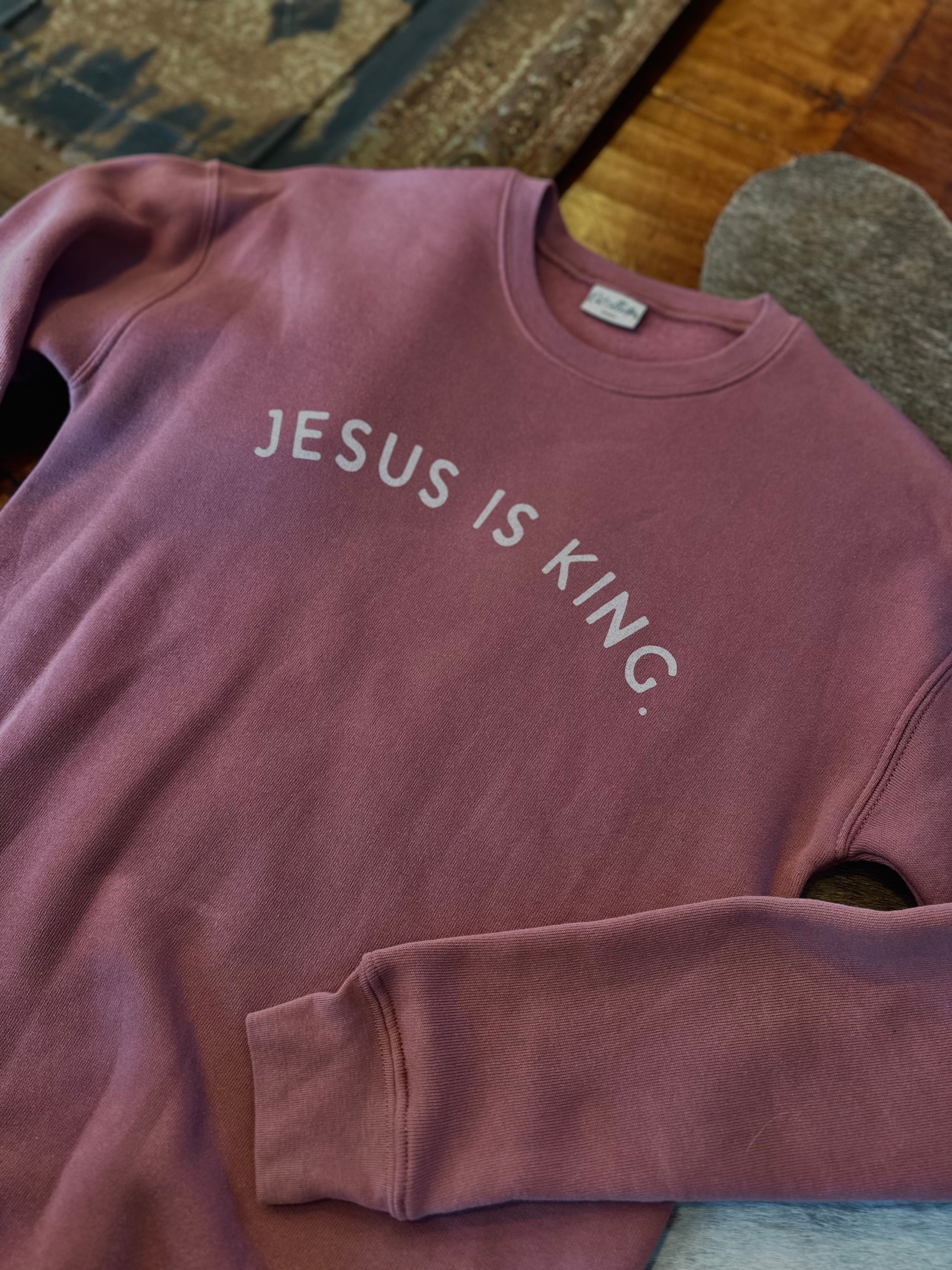 Jesus is King Sweatshirt in Pink