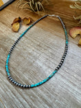 Load image into Gallery viewer, Sterling Silver Pearl & Heishi Turquoise Necklace – 19"
