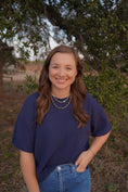 Load image into Gallery viewer, Cozy Knit Tee in Navy
