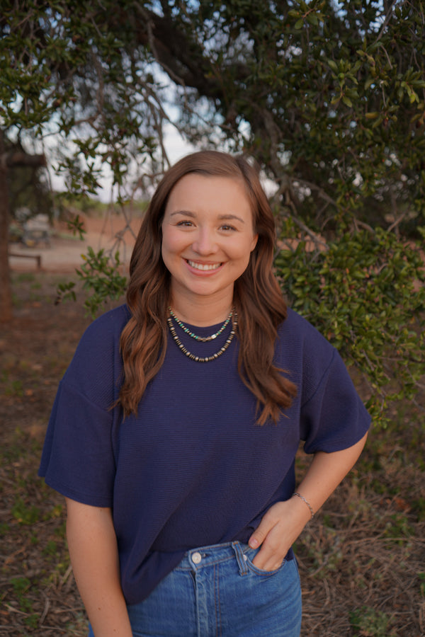 Cozy Knit Tee in Navy