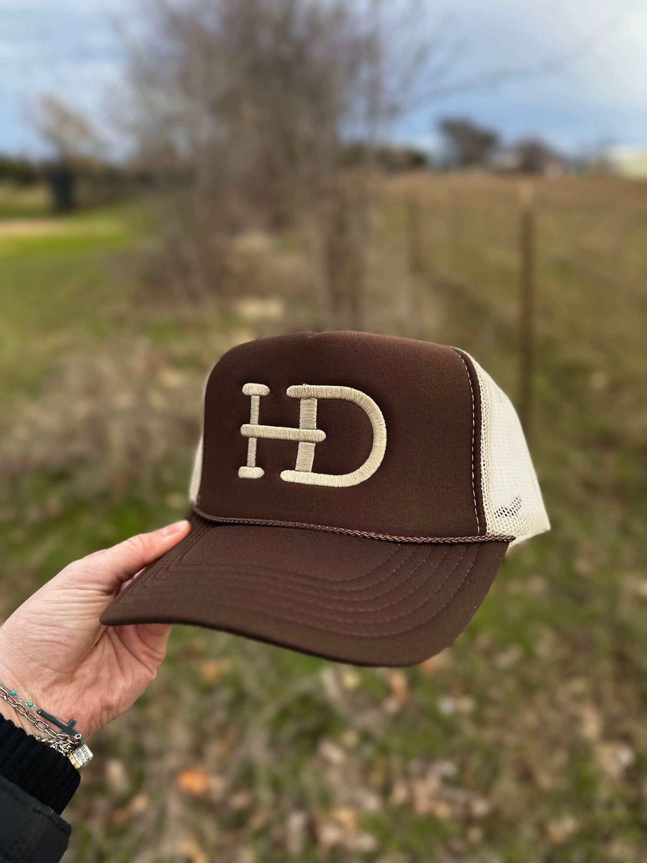 HD Brand Mesh Trucker Hat -Dark Brown