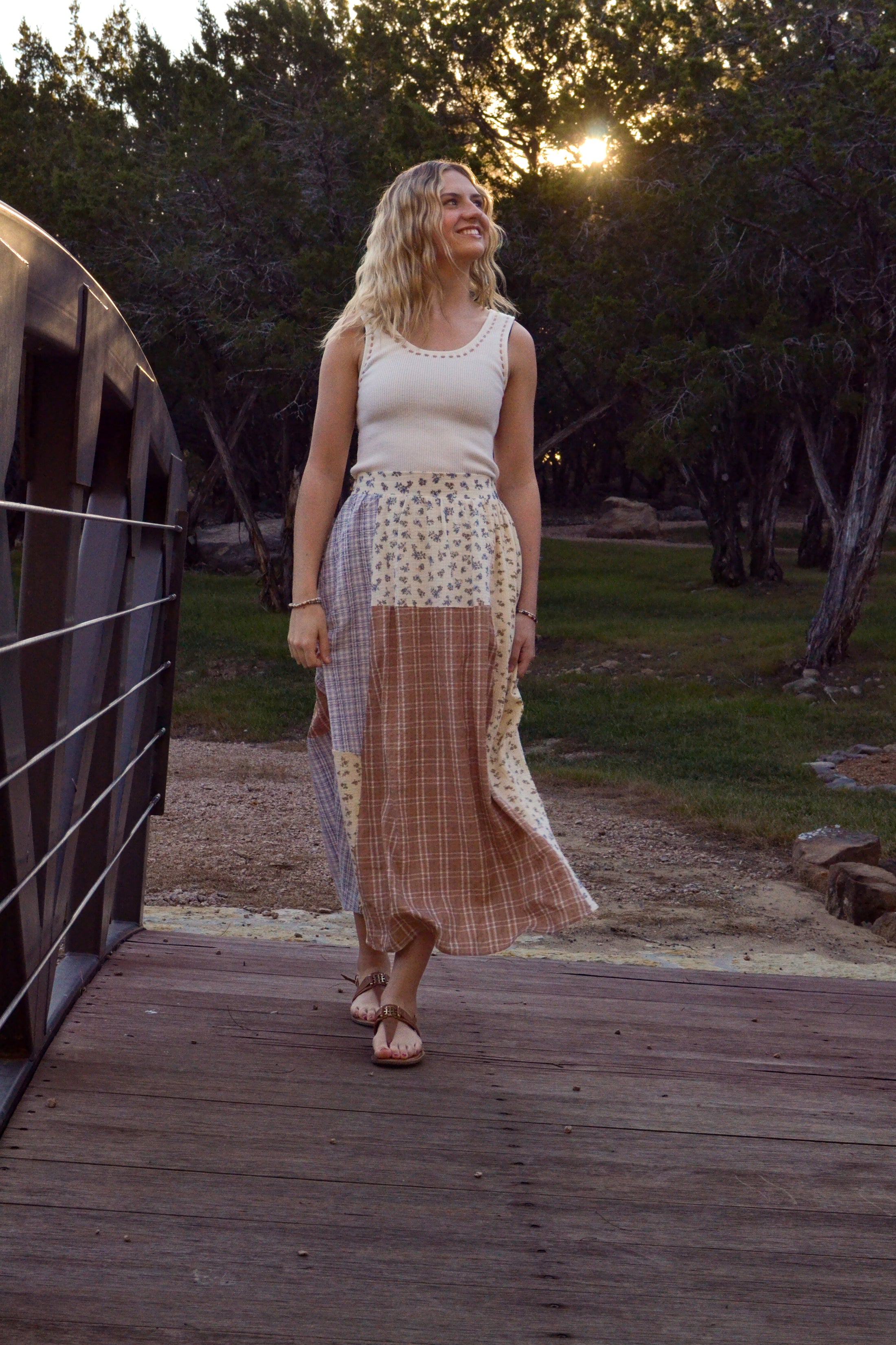 Meadow Quilt Patch Midi Skirt