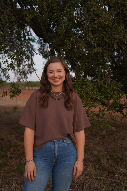 Cozy Knit Tee in Mocha
