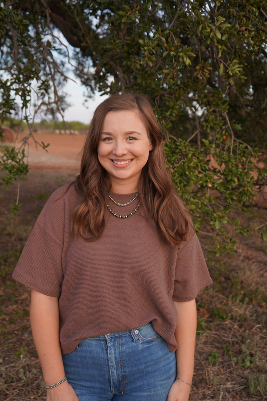 Cozy Knit Tee in Mocha