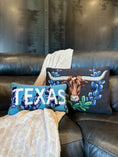 Load image into Gallery viewer, "Texas" Bluebonnet Background Hook Throw Pillow (Small)
