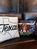 Load image into Gallery viewer, Longhorn and Bluebonnet Hook Pillow
