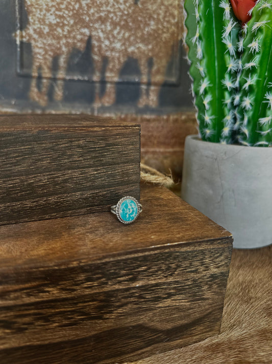 White Water Turquoise Rope Bezel Ring