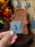 Load image into Gallery viewer, Brenham Turquoise Stone Hoop Earrings

