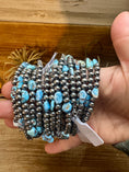 Load image into Gallery viewer, Golden Hill Turquoise Bracelet – 5mm Sterling Silver Pearls
