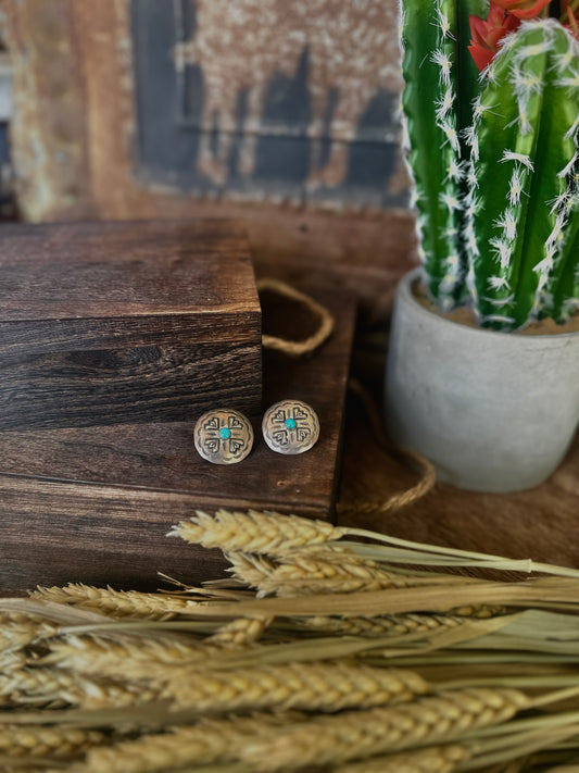 Vintage Concho with Turquoise Earrings