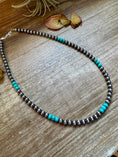 Load image into Gallery viewer, Sterling Silver Pearl & Blue Turquoise Necklace – 19"

