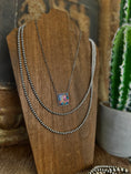 Load image into Gallery viewer, Pink Dahlia Turquoise Square Necklace
