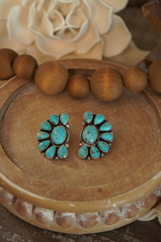 Half Cluster Turquoise Earrings