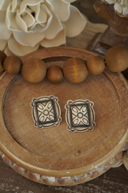 Rectangle Concho Earrings