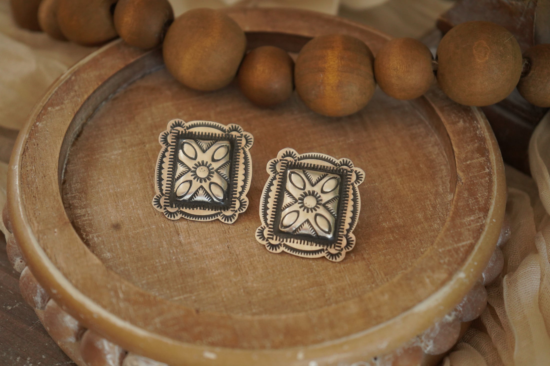 Rectangle Concho Earrings