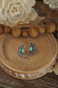 Load image into Gallery viewer, Half Floral Cluster Turquoise Earrings
