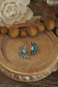 Load image into Gallery viewer, Half Floral Cluster Turquoise Earrings
