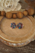Load image into Gallery viewer, Pink and Purple Dahlia Cluster Earrings
