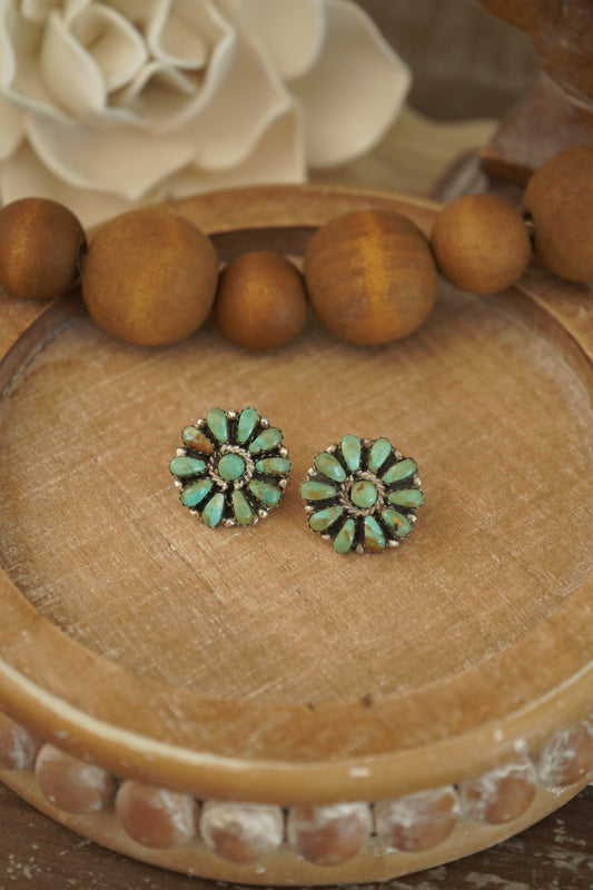 Green Turquoise Cluster Earrings