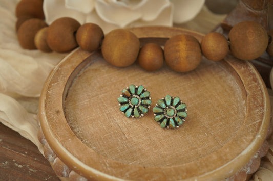 Green Turquoise Cluster Earrings