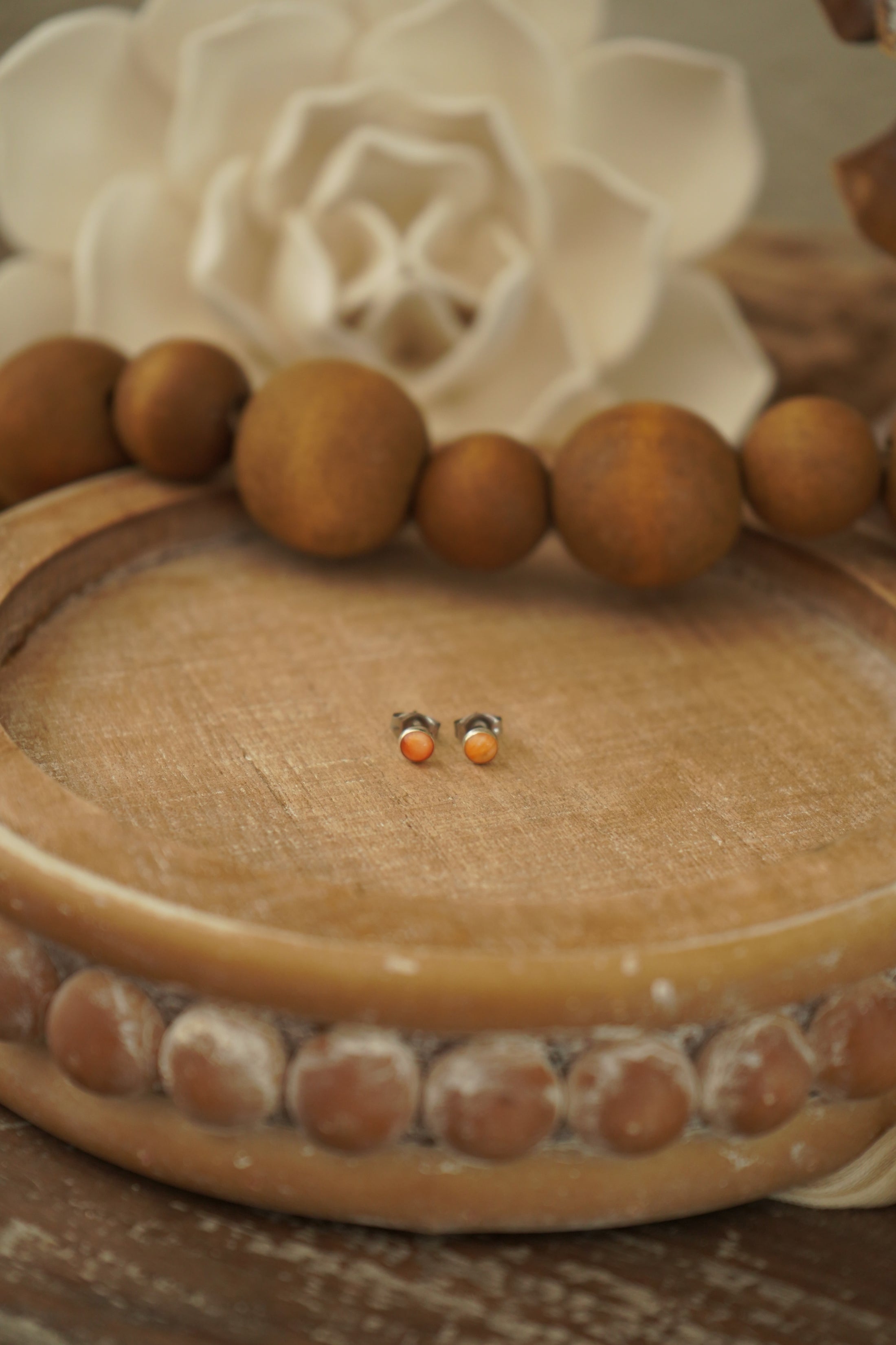 Mini Orange Spiney Studs