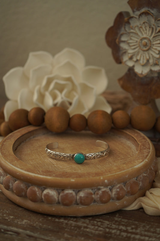 Engraved Turquoise Stone Cuff