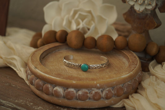 Engraved Turquoise Stone Cuff