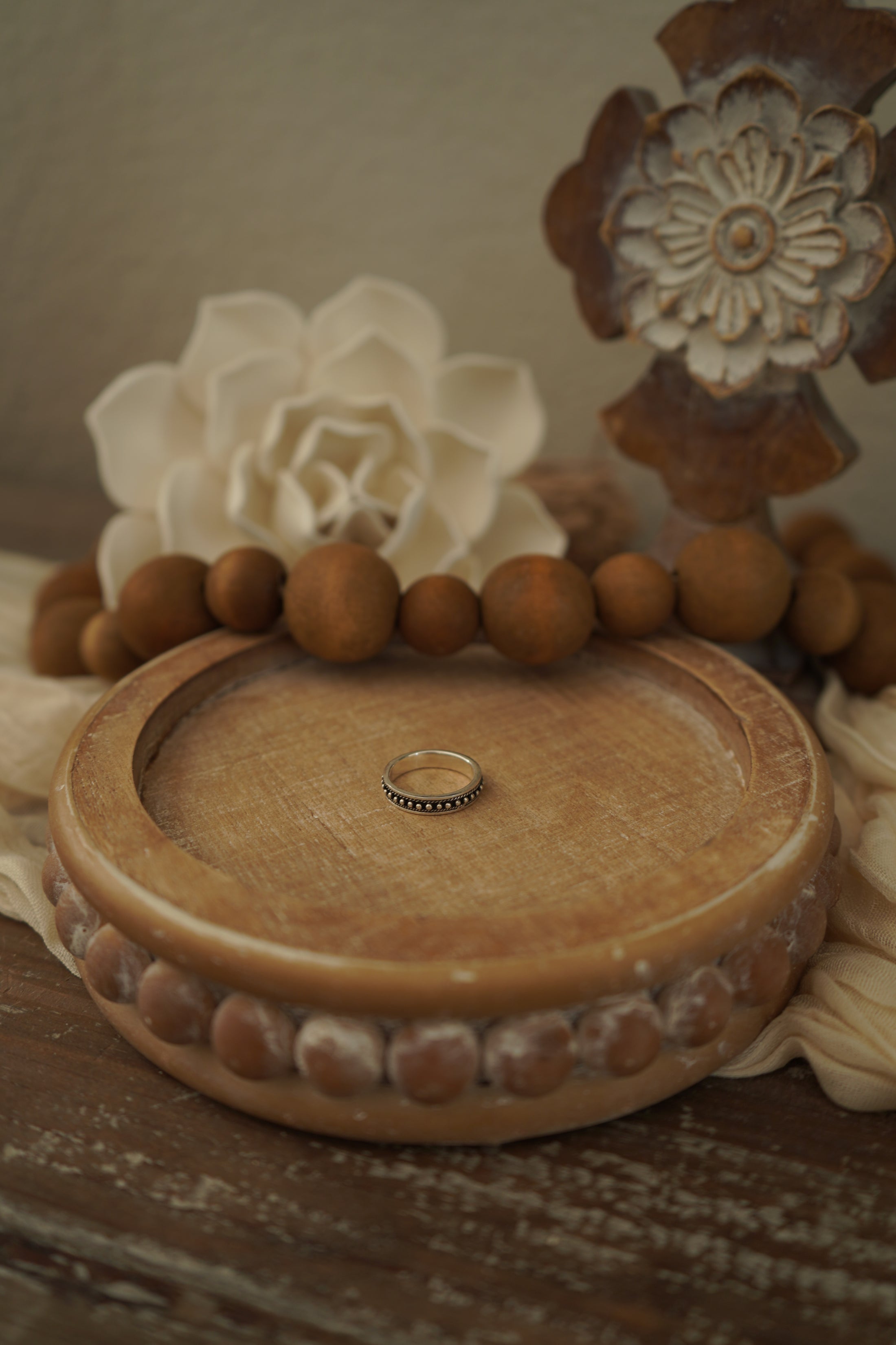 Beaded Row Sterling Silver RIng