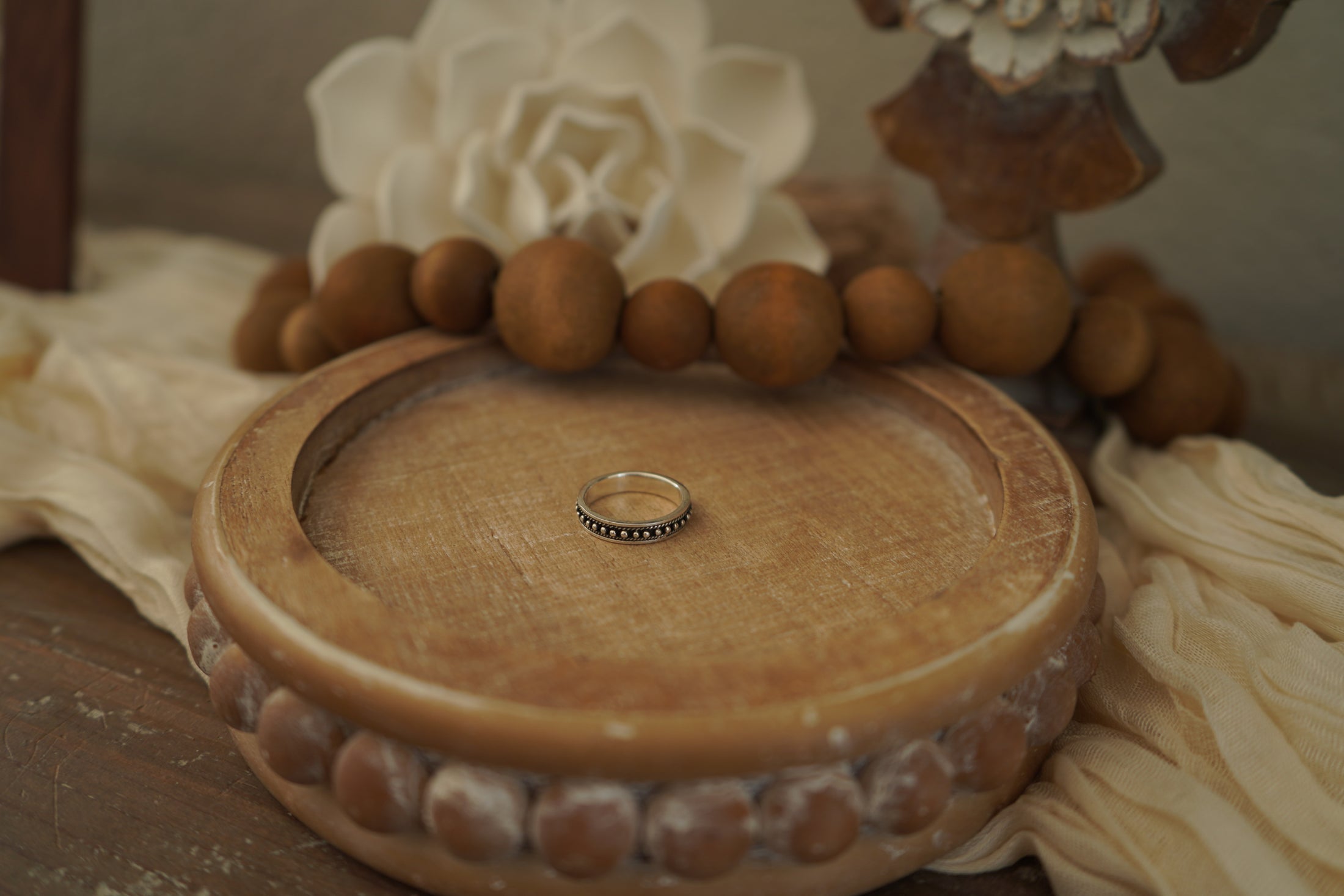 Beaded Row Sterling Silver RIng