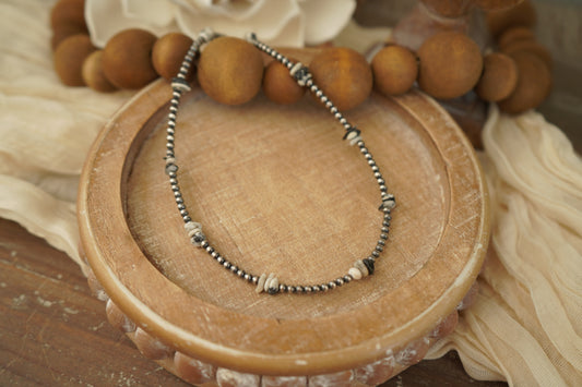 White Buffalo and Sterling Silver Pearls Necklace