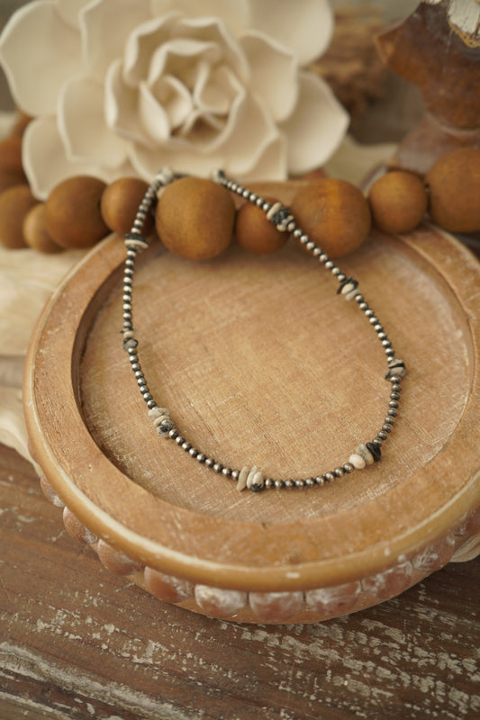 White Buffalo and Sterling Silver Pearls Necklace