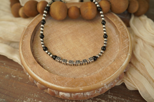 "Darlin" Sterling Silver Pearl and Black Onyx Necklace - Online Exclusive