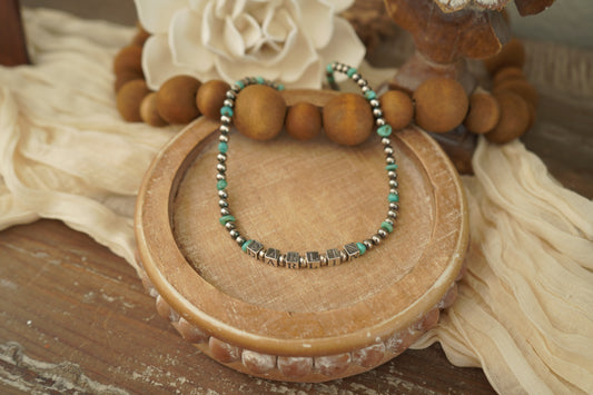 "Darlin" Sterling Silver Pearl and Turquoise Necklace - Online Exclusive
