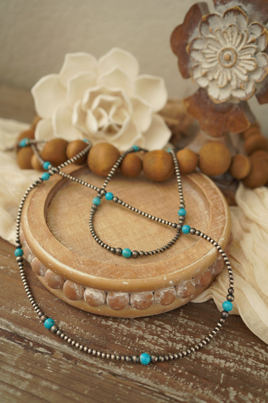 Everyday Graduated Pearls with Turquoise Necklace