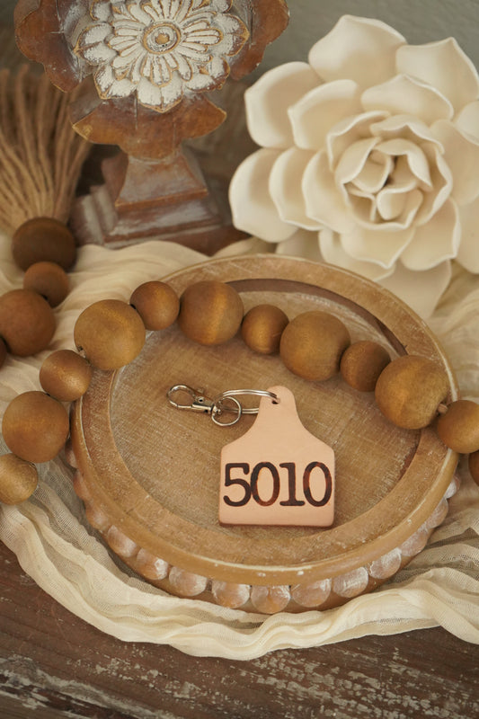 5010 - Psalm 50:10 He Owns The Cattle Leather Keychain - SCRIPTUR356