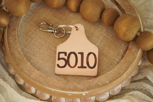 5010 - Psalm 50:10 He Owns The Cattle Leather Keychain - SCRIPTUR356