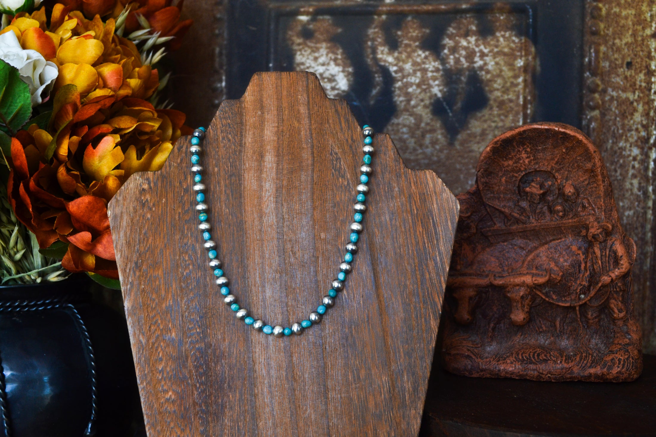 Maverick Sterling Silver Pearls and Turquoise Necklace - Various Lengths