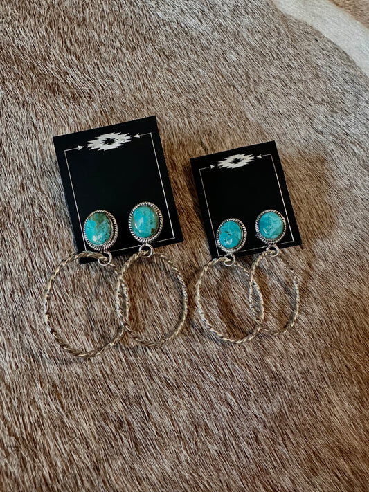 Dangle Hoop Turquoise Earrings
