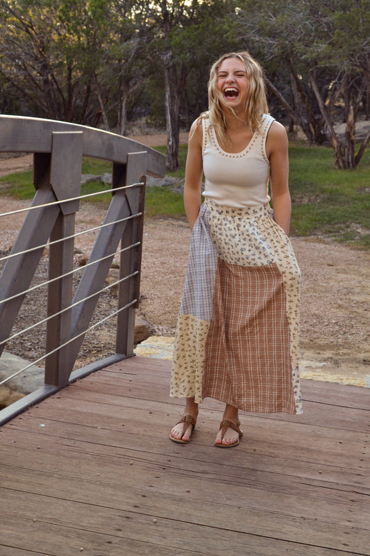 Meadow Quilt Patch Midi Skirt